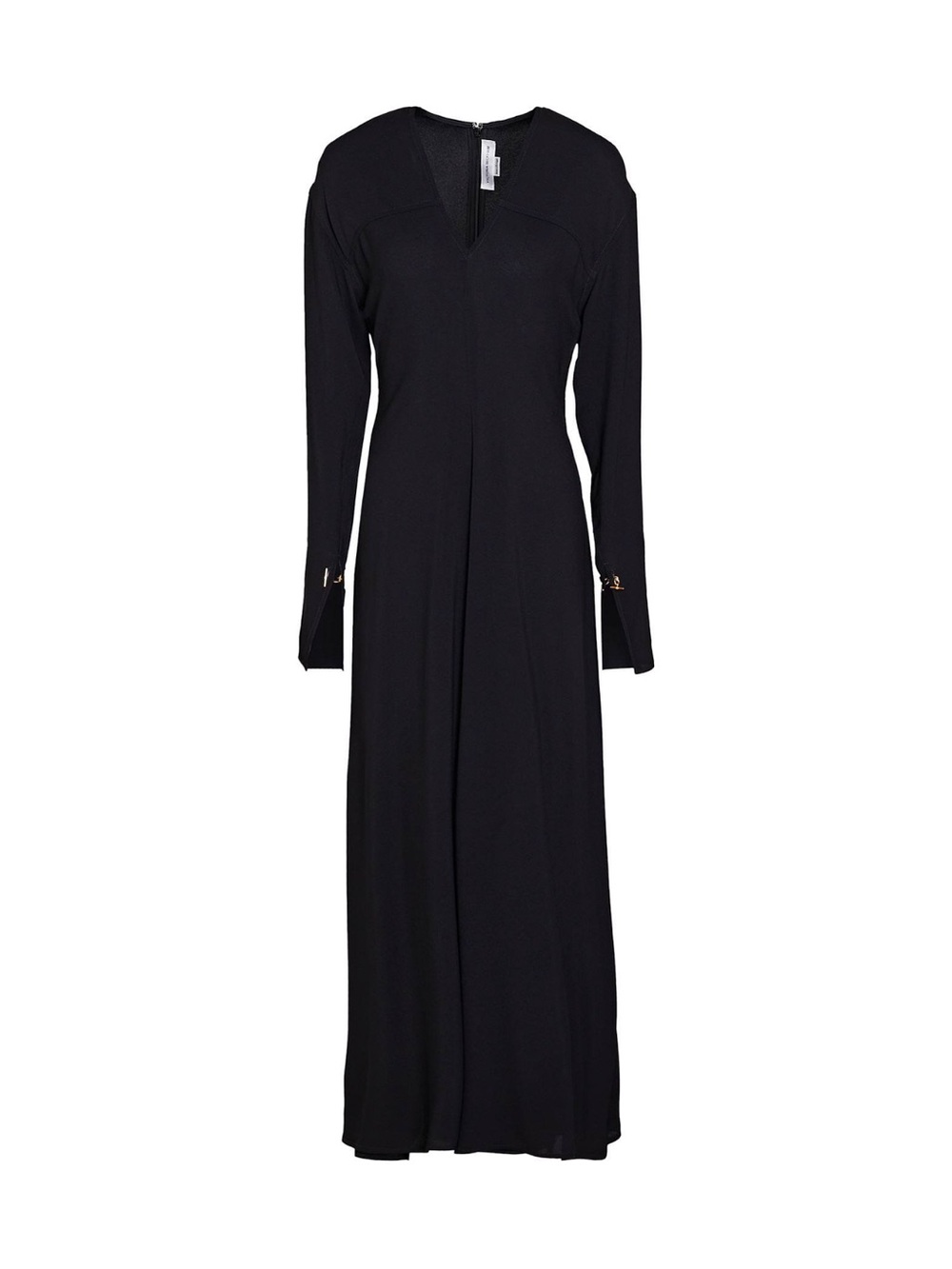 Victoria Beckham Long Sleeve Black Women’s V-Neck Midi Dress